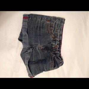 Distressed denim shorts